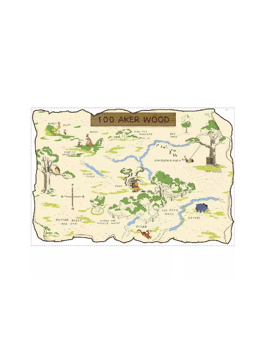 Детска стикерна за стена Стена Wood Map