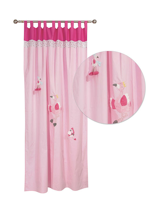 Das Home Kids Tab Top Curtain Dream Line Embroidery Pink 420142606464 140x260cm