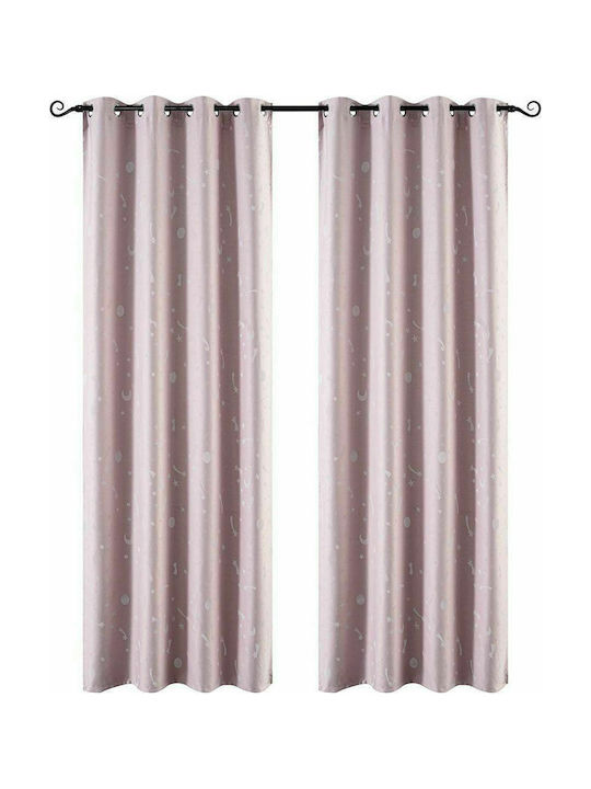 Beauty Home Kids Blackout Fluorescent Curtain With Grommet Tops Pink 140x260cm
