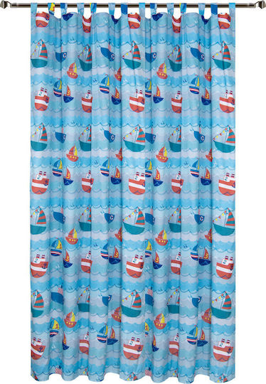 Vasilas Home Детска завеса Child 1 с презрамки Син 140x270cm