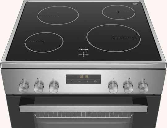 Pitsos Κουζίνα 66lt με Κεραμικές Εστίες Π60εκ. Inox
