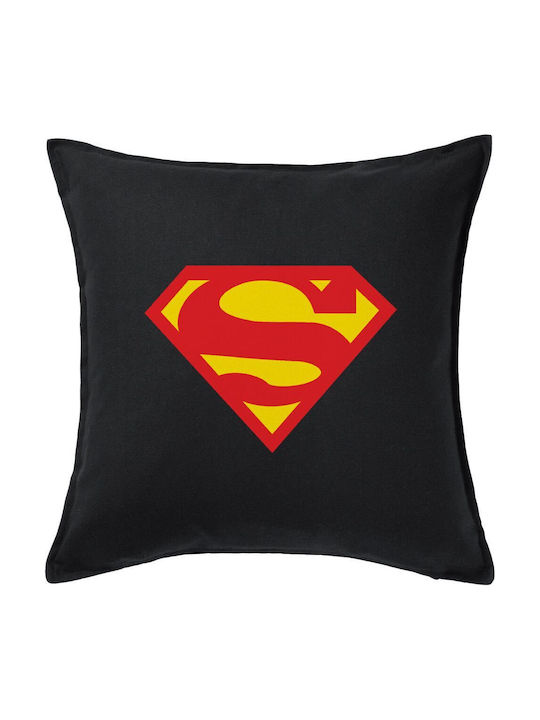 Superman Μαξιλάρι Καναπέ Μαύρο 100% Βαμβάκι Περιέχεται Γέμισμα 50x50cm