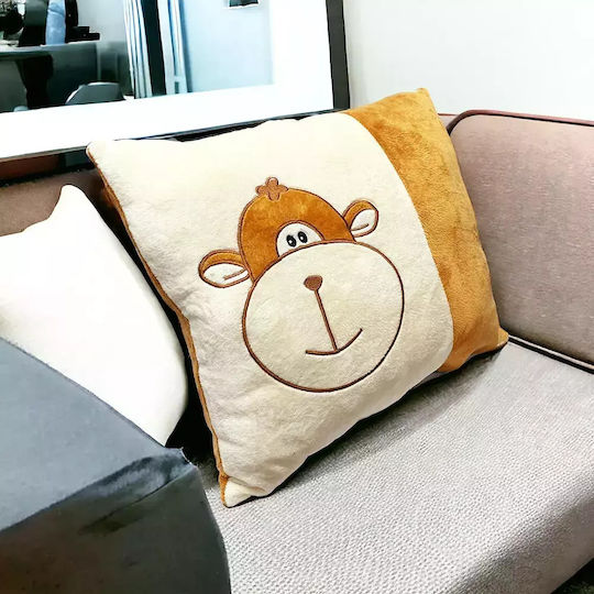 Decorative Children's Pillow Chippo 1369-45-a 1-123 Monkey Two-tone Extra Soft 45 X 40 Cm Beige Brown