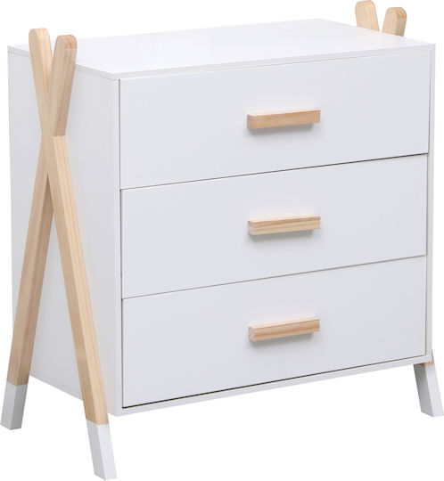 Детска гардеробна шкафче Бяло с 3 чекмеджета 76x40x80.5бр