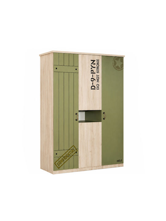 Тройна Врата Детски Гардероб Зелен 100x30x100см