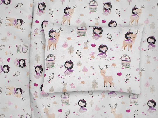Dimcol Lily Deer Kids Cotton Pillowcase 50x70cm Λευκή
