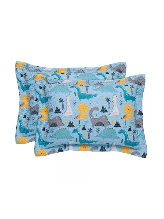 Das Home Cute Dinos Kids Pillowcase Set 50x70cm Blue, Grey