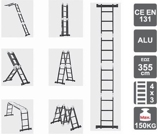 Multipurpose Aluminum Ladder 4x3