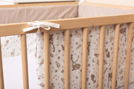 Sensillo Standard Crib Bumper for Crib Guard Rails Forest Beige 30x180cm