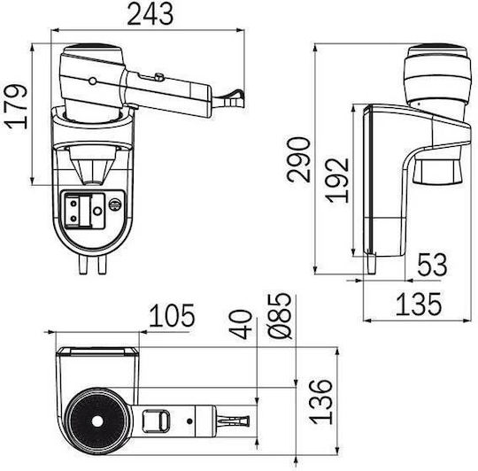 Inda AV054B Бял/Хром Хотелски Сешоар Бял 1.6kW