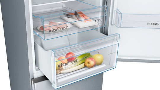 Bosch Fridge-Freezer 368lt Total NoFrost H203xW60xD66cm Metal Look KGN39VLEB