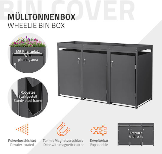 ML-Design Metallic Waste Bin 60lt Gray