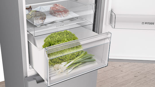 Pitsos Ψυγειοκαταψύκτης 368lt Total NoFrost Υ203xΠ60xΒ66εκ. Inox PKNB39VLE2