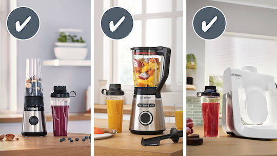Bosch To-Go-Flasche + Messer kompatibel mit Bosch Vitapower Blender Serie 4 Serie 2