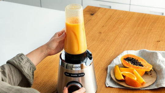 Bosch To-Go-Flasche + Messer kompatibel mit Bosch Vitapower Blender Serie 4 Serie 2