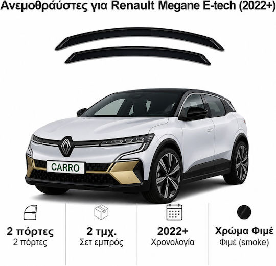 Heko Set of Windbreakers Front Car Dark Fime for Renault Megane E-Tech 5D 2022 2pcs