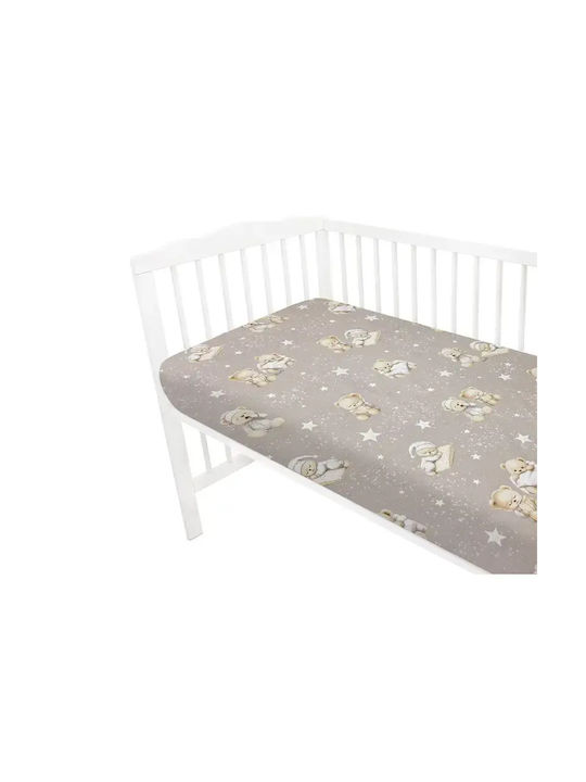 MimiNu Lenjerie De Patut Bebe Pentru Patut Din Bumbac Cu Cauciuc Bej 120x60cm