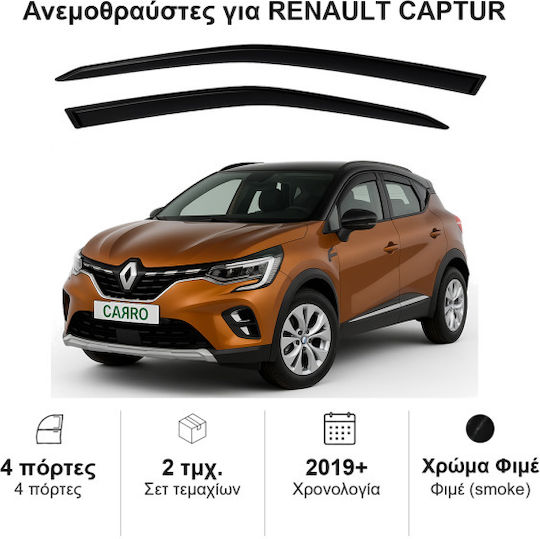 Heko Set of Windbreakers Front Car Dark Fime for Renault Captur 2pcs