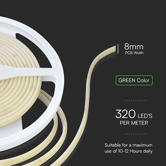 V-TAC Bandă LED Impermeabilă 24V Lumină Verde 5m Tip COB