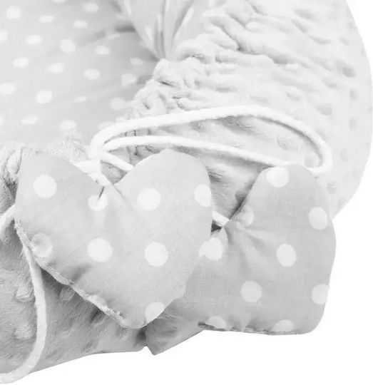 New Baby Бебешка възглавница гнездо Minky Heart Сив