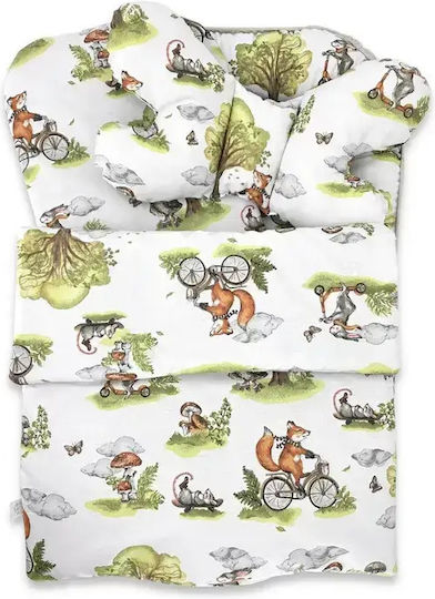Qmini Baby-Kissen Nest Fox On Bikes Natur 55x75cm