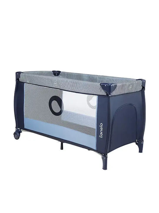 Lionelo Sven Plus Patut pliabil cu 2 Nivele cu Masă de Schimbat Scutece și Saltea Albastru 60x120cm