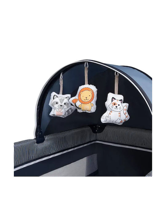 Lionelo Sven Plus Patut pliabil cu 2 Nivele cu Masă de Schimbat Scutece și Saltea Albastru 60x120cm