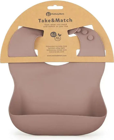 Petite & Mars Babici Pentru Bebeluşi Din Silicon Cu Buzunar Velvet Latte Pentru 6 Luni+
