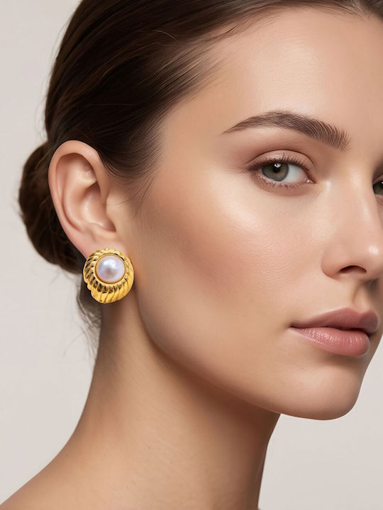Touch Earrings Made Of Gold Plated Steel With Pearls 36 230 Gold