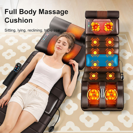 Covoraș de Masaj Shiatsu pentru Gât, Spate, Picioare și Corp cu Vibrație și Funcție de Încălzire Maro