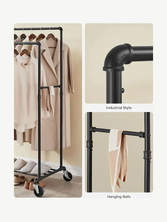 Songmics Cu Roți Rack de Podea din Metal Negru 162x59cm