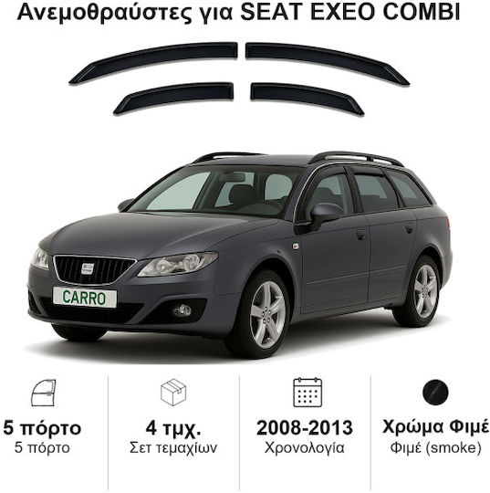 Heko Set of Windbreakers Front and Rear Car Dark Fime for Seat Exeo 4pcs