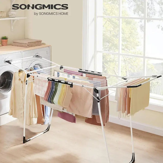 Songmics Folding Floor Clothes Drying Rack Stainless Steel with Hanging Length 18m