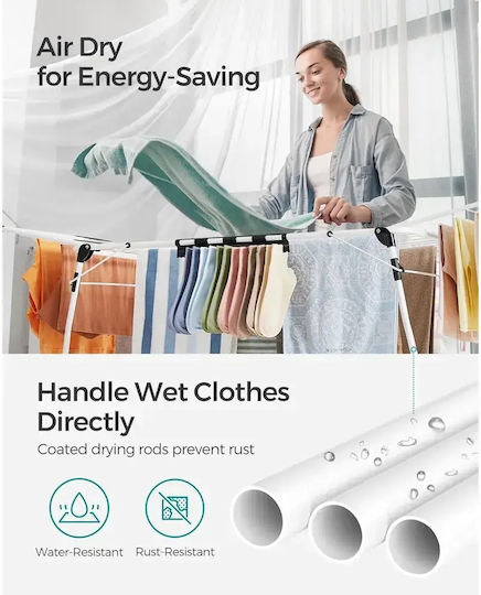Songmics Folding Floor Clothes Drying Rack Stainless Steel with Hanging Length 18m