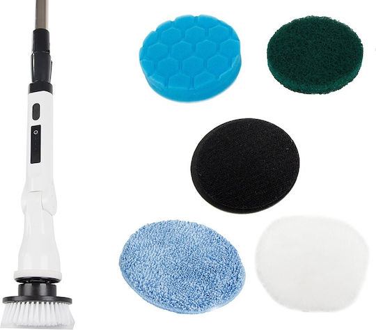 Perie electrică de curățare rotativă Zola 25W reîncărcabilă 8 accesorii mâner telescopic 110-136 cm albă