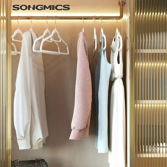 Songmics Agățători de Haine pentru Pantaloni Din Lemn Albe 50 Bucăți