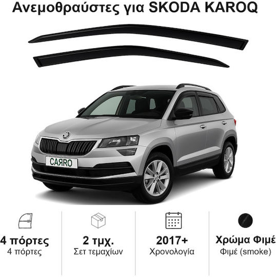 Heko Set of Windbreakers Front Car Dark Fime for Skoda Karoq 2pcs