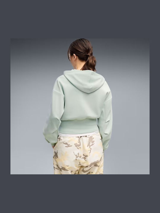 Puma Tech Sense Cropped Women's Hoodie Sweatshirt with Hood Créme De Mint