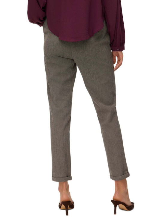 Vero Moda Maya Maya Pantaloni Dama Din Tesatura Cu Elastic Lejer Maro
