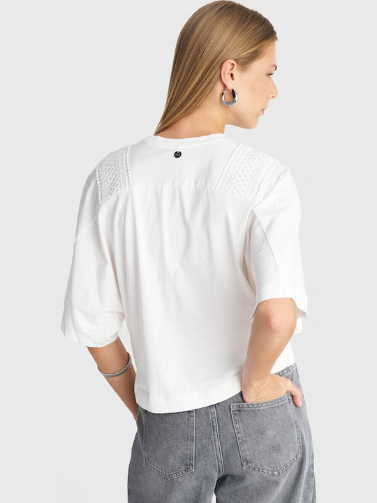 Damen Bluse mit 3/4 Ärmel Weiß 8923713-Weiße
