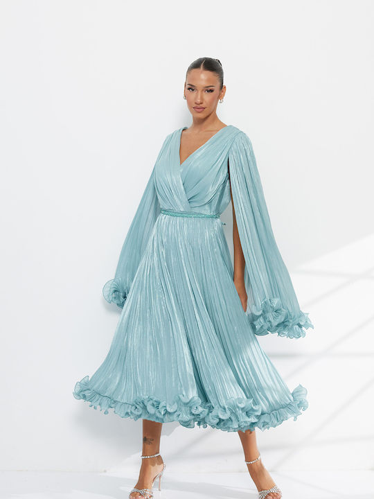 Summer Maxi Dress for Wedding / Christening Satin Light Blue