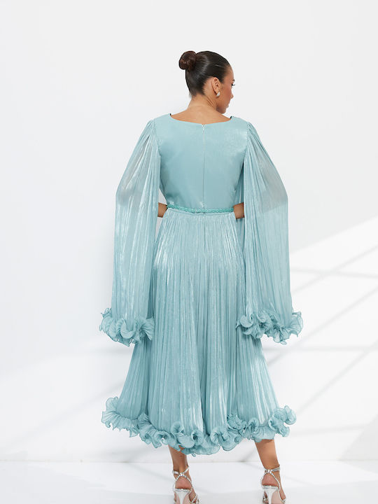 Summer Maxi Dress for Wedding / Christening Satin Light Blue
