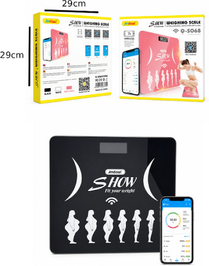 Andowl Intelligente Badezimmerwaage 180kg mit Bluetooth Schwarze Q-S068