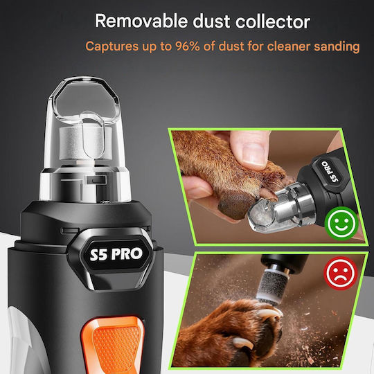 Pila Electrică Pentru Unghii Șlefuire Clești De Tăiat Gheare Câine Pisică 4 Leduri 3 Viteze 12000 Rpm Usb Reîncărcabil Tăietor De Unghii Silențios Sistem De Siguranță Anti-Tăiere Set Complet Accesorii