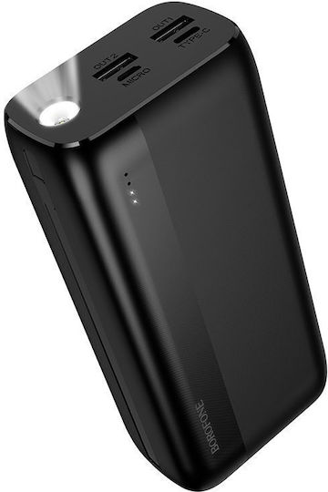 Borofone BJ86A Victoria Power Bank 30000mAh with 2 USB-A Output Ports Black