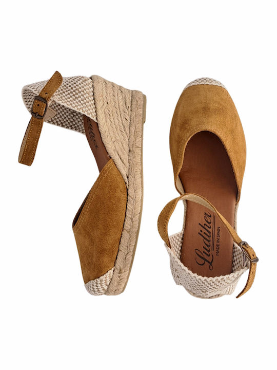 Sommer Damenplattformen in Stil Espadrilles Tabac Braun K5-1010T