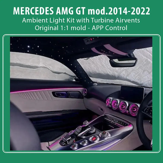 Digital IQ Interior Hidden Ambient Lighting Mercedes AMG GT (C190/R190) mod. 2014-2022 with 11 Lights