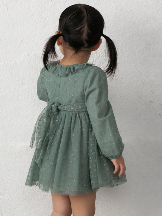 Mädchenkleid Tüll Floral Mint