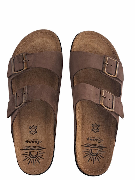 Leder Herrensandalen in Braun Farbe ETTORE-60902KΦ