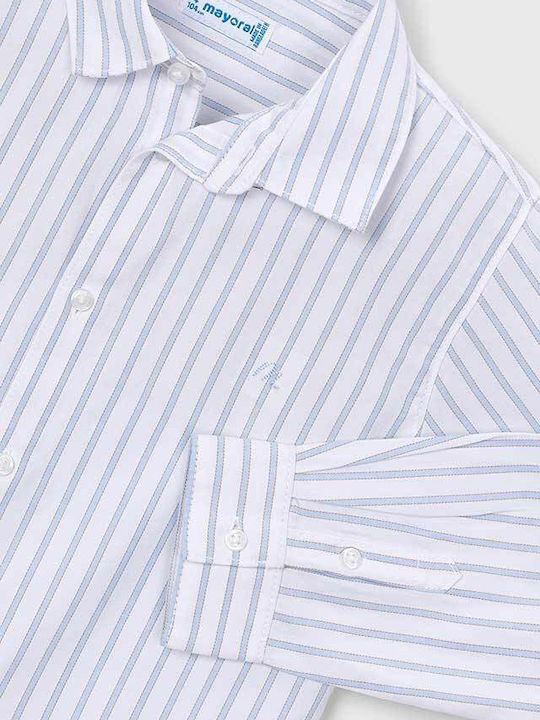 Kids Short-Sleeved Striped Shirt White-Blue